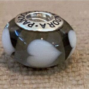 Pandora Love White Hearts Murano Glass charm